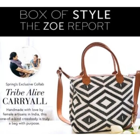 Rachel Zoe Tribe Alive Carryall Crossbody Black & White Woven Tote Bag ~ NEW - Picture 5 of 7